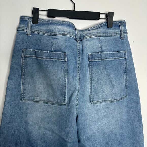 Oat New York Women's Light Wash High Rise‎ Raw Hem Wide Leg Jeans Size 12/31 - Picture 6 of 8
